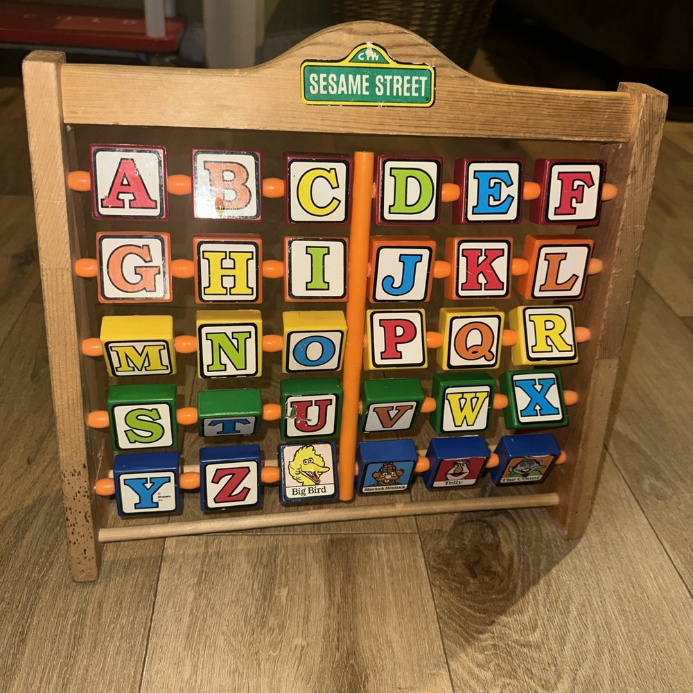 Sesame Street Muppets Alphabet Letter Character Wooden Spinner Educational Toy